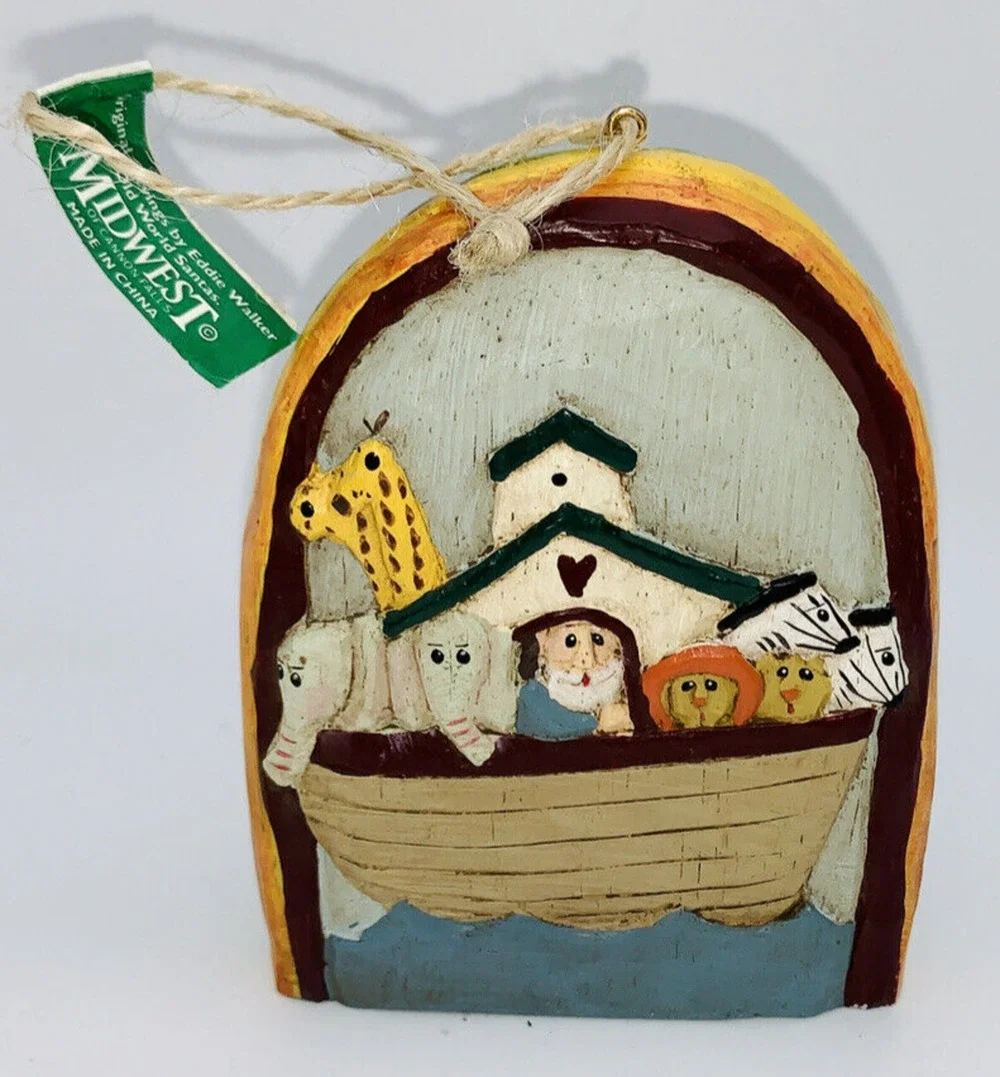 New Vtg NOAHS ARK Animals RAINBOW Christmas Ornament Country Farmhouse Primitive